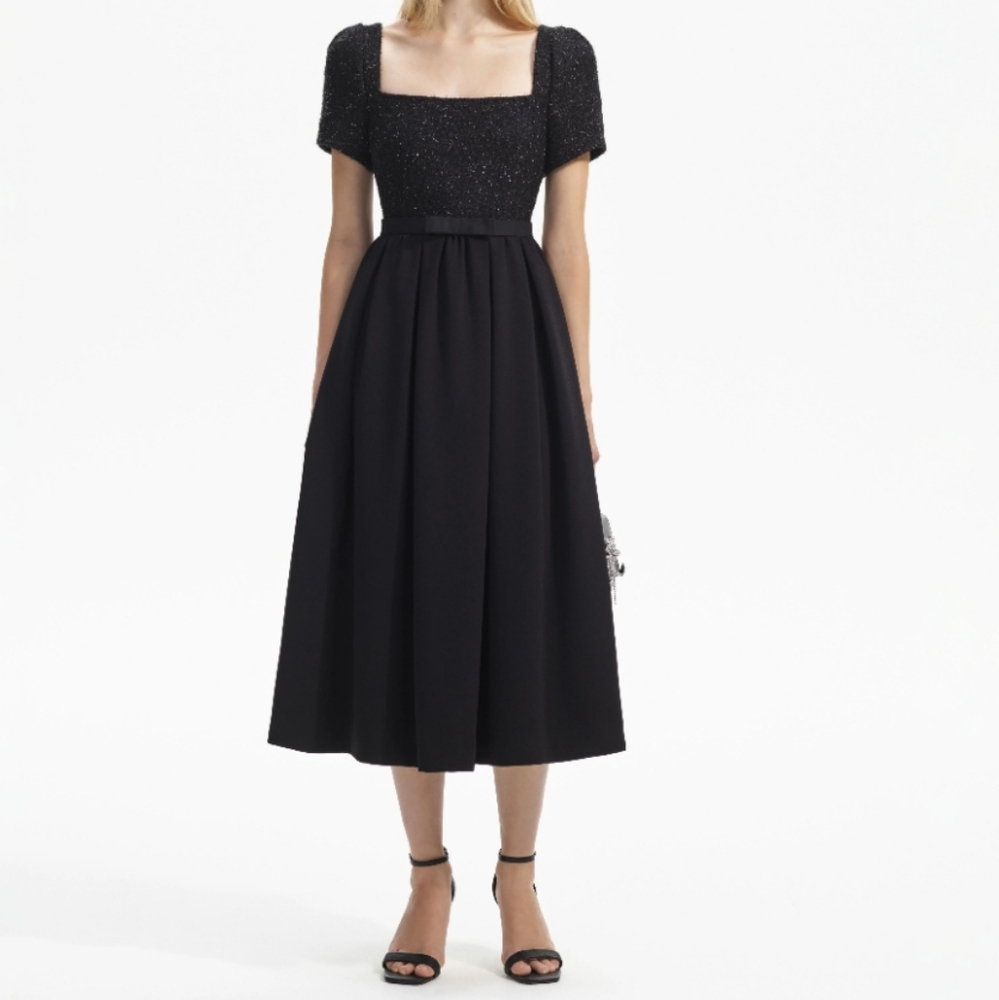 Self-Portrait Tinsel Tweed Midi Dress